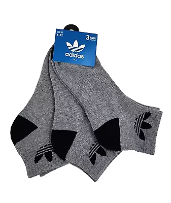 3 Pair Adidas Quarter Length Socks Men's Shoe Size 6-12 Gray Gift • $15.79