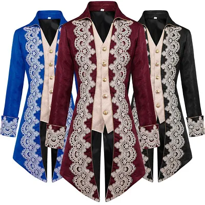 Mens Gothic Medieval Tailcoat Jacket Steampunk Vintage Victorian Frock Coat • $99.96