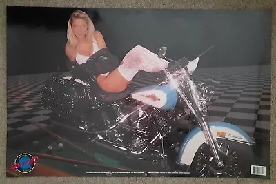 Vintage Poster 1993 Harley Davidson Softail Motorcycle Girl Billiards Rad & Bad • $7.95