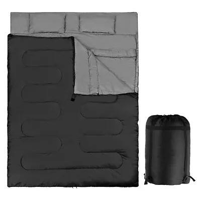 2 IN 1 Double Sleeping Bag Extra Large Waterproof Carrying Bag Camping 220X150CM • £39.95