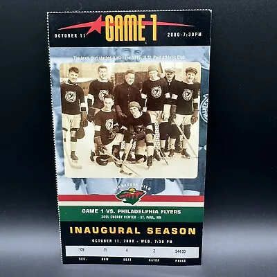 Minnesota Wild Inaugural Game Oct 11 2000 Vs Philadelphia Flyers Full Ticket • $69.99