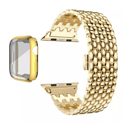 $21.99 • Buy  Stainless Steel Watch Band Strap + Case For Apple Watch Band Series 8 7 6 5 4 3