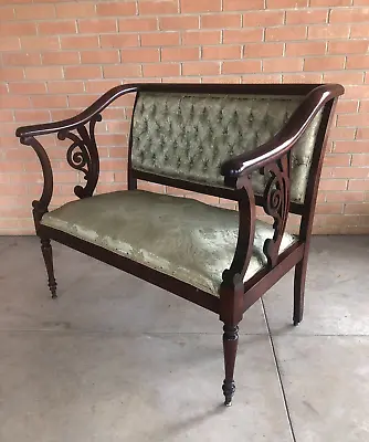 Antique Vintage Settee Loveseat Upholstered Victorian Regency French Empire • $878