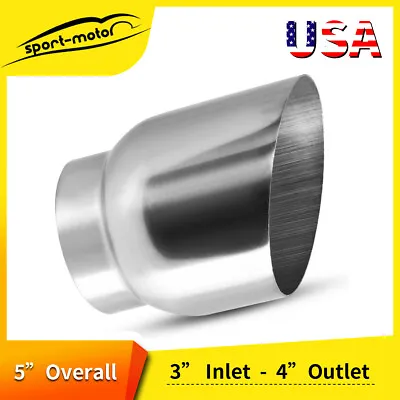 Diesel Exhaust Tip 3  Inlet  4  Outlet 5  Long Rolled Angle Cut Stainless Steel • $19.80