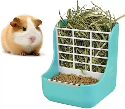 2 In 1 Hay Frame Rack Food Bowl Feeder Rabbit Chinchilla Hamsters Feeding Fixed • £6.99