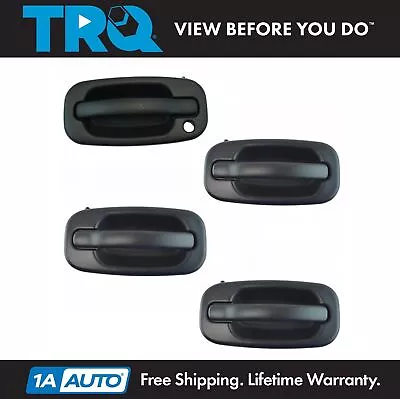 TRQ Door Handle Smooth Black Front & Rear Kit Set Of 4 For Chevy GMC Pickup SUV • $62.95