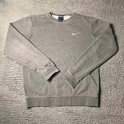 Vintage Nike Sweatshirt Mens M Grey Crewneck Long Sleeve Club Fleece Solo Swoosh • $19.88