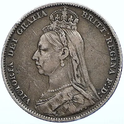 1889 UK Great Britain United Kingdom QUEEN VICTORIA Silver Shilling Coin I108406 • $306.80