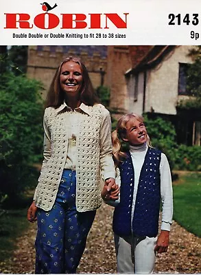 ~Vintage 1970s Robin Knitting Pattern For Long Line Crochet Edge Lacy Waistcoat~ • £1.95