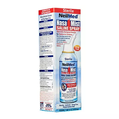 Neilmed Nasamist Isotonic Spray Saline Solution Nasal Wash Sinus Allergy 75mL • $15.89