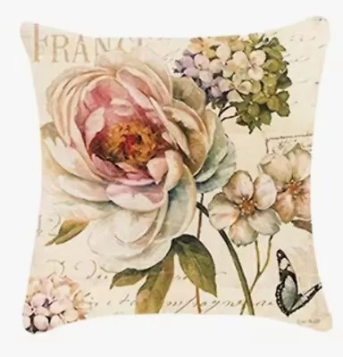 Vintage Magnolia Rose Floral French Decor Throw Pillow Cover Holiday HOME Decor • $13.08