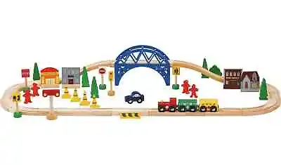 Chad Valley Wooden Train Set Easily Grab Them And Move Them Around - 60 Pcs • £21.73