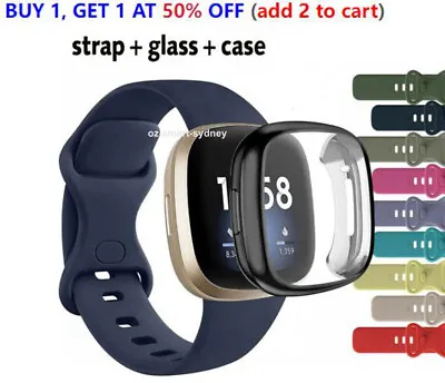 Sport Silicone Watch Band Strap Bracelet Loop+Full Case Cover For Fitbit Versa 3 • $14.99