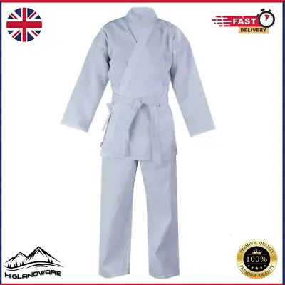 Kids Karate Suit Gi Polycotton Lightweight Uniform White + Free White Belt • £14.99