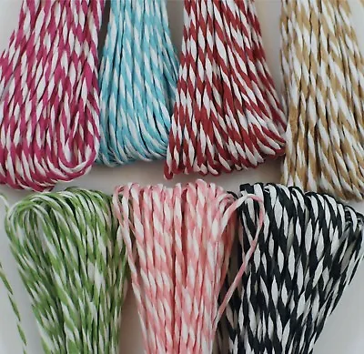 Red White STRIPED String LIKE BAKERS TWINE Raffia Christmas Wrapping PRESENT • £3.39