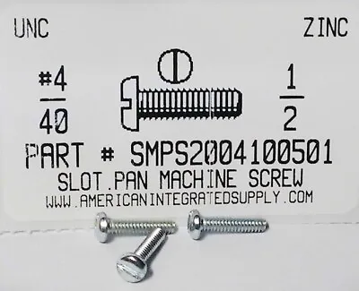 #4-40x1/2 Pan Head Slotted Machine Screws Steel Zinc Plated (100) • $9.75