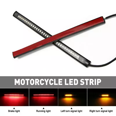 2X 48LED Motorcycle Flexible Turn Signal Amber Integrated Strip Brake Tail Light • $9.99