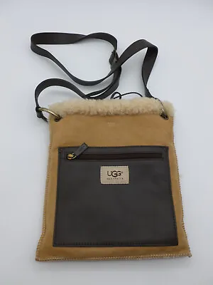 UGG Shearling Tan Suede Shoulder Bag Crossbody W/ Adj Leather Strap & Trim • $45