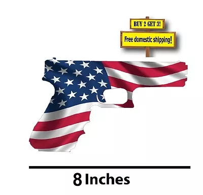 American Flag Pistol USA Gun Rights 2nd Amendment Decal Sticker Ruger 8  P100 • $5.99