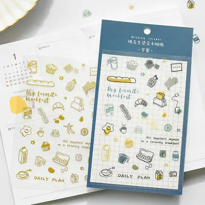 $2.19 • Buy Cute Stickers Stationery Bullet Journal Japanese Style Laptop Gift Diary Gold