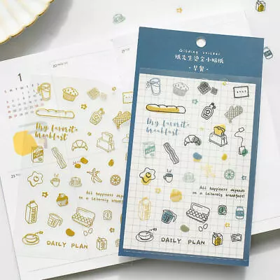 Cute Stickers Stationery Bullet Journal Japanese Style Laptop Gift Diary Gold • $2.19