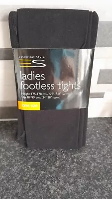 £1.49 • Buy Essential Style Footless Tights 1 Size Black 5 Ft 7 - 5 Ft 8 Hip 34-38