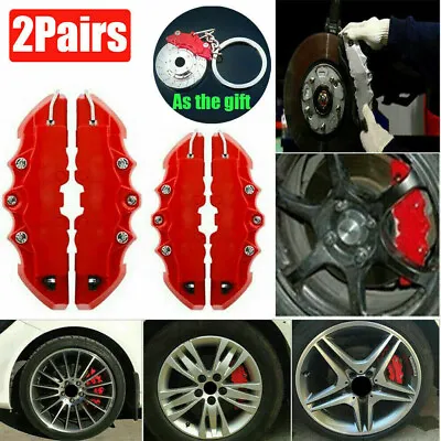 $30.67 • Buy Red Car Styling Disc Brake Caliper Cover Front & Rear Kit Accessories W/ Keyring