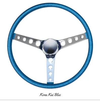 15  Mooneyes 3-Spoke Steering Wheel Kona Blue Flake Finger Grip GS290CMKB • $159.99