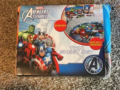 Marvel Comics Avengers 3 Piece Twin Bed Sheet Set Boy Room • $8