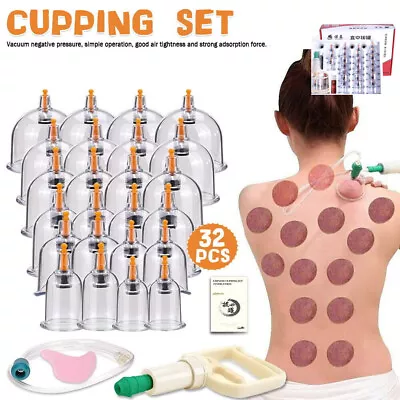 32 Set Cupping Vacuum Massage Suction Cups Set Therapy Health Acupuncture Kit UK • £15.99