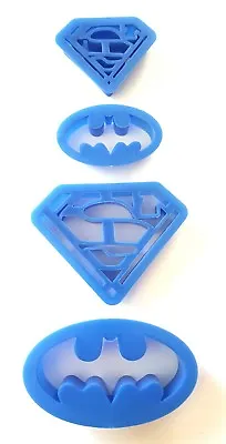£7.50 • Buy 4 Superhero Cookie Cutters-batman/superman Logo-biscuit Mould-5cm-7.5cm-symbol