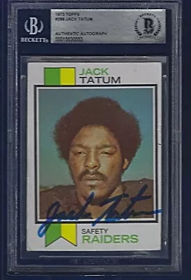 Signed 1973 Topps #288 JACK TATUM RC Beckett Encapsulated OAKLAND RAIDERS • $274.75