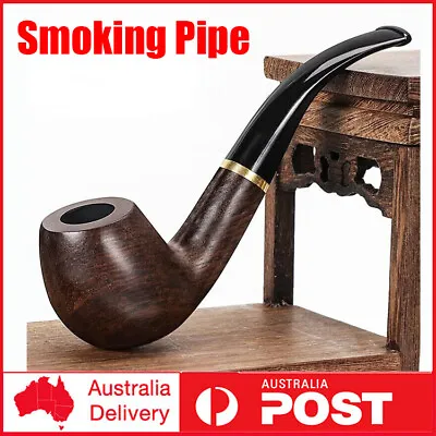 New Tobacco Pipe Classic Ebony Wood Tobacco Smoking Pipes 9mm Filter Element • $25.98