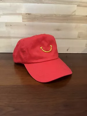 McDonalds Restaurant Hat Yellow Smile Cap Fast Food Crew Employee Uniform Red • $8.99