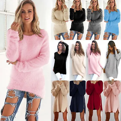 £11.39 • Buy Womens Long Sleeve Loose Sweater Cardigan Knitted Jumper Pullover Top Sweatshirt