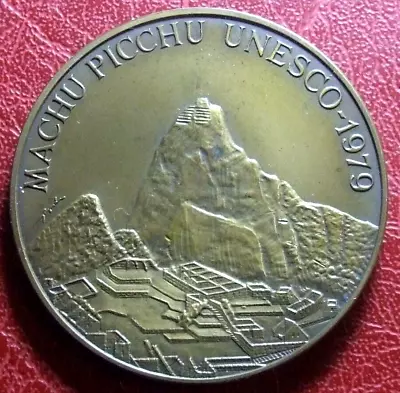 Art Deco MACHU PICCHU UNESCO 1979 Medal By Alberto Guzman • $49