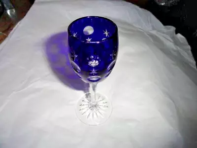 Faberge Na Zdorvye Cobalt Blue Cut To Clear Crystal CORDIAL LIQUEUR Glass Mint • $237.50