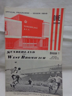 SUNDERLAND V WEST BROM- PROGRAMME  - DIVISION 1 - 15TH FEBRUARY  1968/69 SEASON • £2