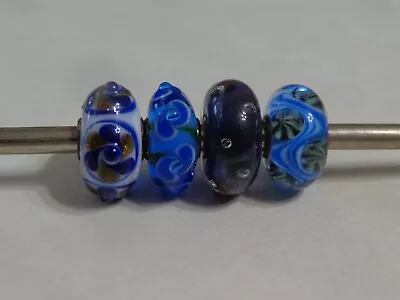 Trollbeads Blue Glass- Set Of 4 Lot G • $50