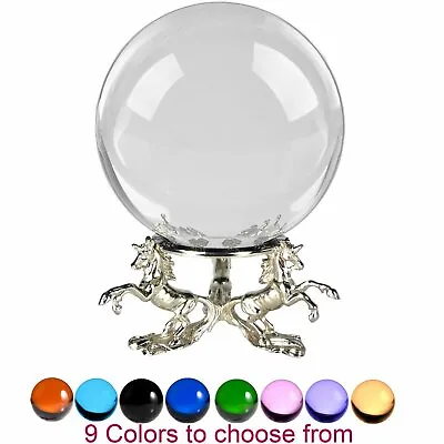 6in Crystal Ball Sphere For Feng Shui Meditation Decor With Unicorn Stand. • $119.80