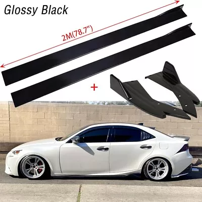 Glossy Black 78.7  Side Skirt +Rear Bumper Diffuser For Lexus IS200t IS250 IS350 • $127.11