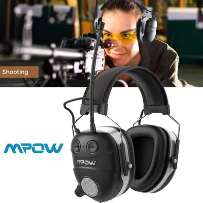 Mpow AM/FM Radio Ear Protection Headphone Bluetooth NRR 29dB Headset Ear Muffs • £40.84