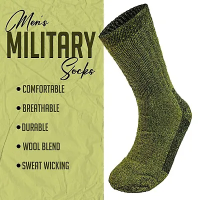 Mens Thermal Winter Socks Merino Wool Blend Military Work Wear Boot Socks • £6.99