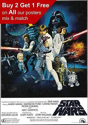 Star Wars Vintage Skywalker Movie Film Poster Print A5 A4 A3 A2 A1 A0 • £1.49