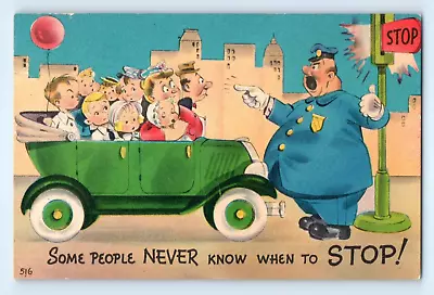 Vintage 1958 Funny Comic Postcard Large Family & Policeman • $3.50