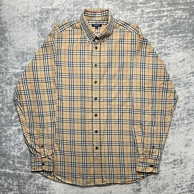 £90 • Buy Vintage Burberry Check Nova Longsleeve Button Shirt Classic Design - Size Medium