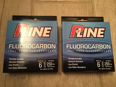 FRESH NEW LINE (LOT OF 2) P-LINE 100% FLUOROCARBON 6 LB. TEST (250 YARDS X2) • $24.99