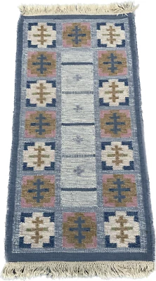 £190 • Buy Vintage Medium Size Swedish Wool Flat-weave Rolakan  Rugs Circa 1960-70s
