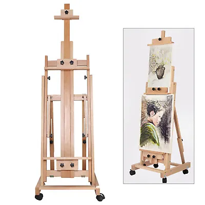 Large Heavy-Duty Studio Artist Easel H-Frame Wood Painting Art Easel Standing • $155