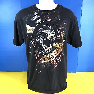 Miami Ink Skull Skeletons Rose Cross Black Official Retro 2008 T-Shirt Size XL • $22.99